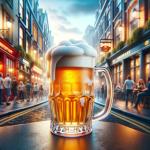 DALL·E 2023-11-12 13.42.37 - A photorealistic image of a frothy, delicious-looking beer in a clear, transparent mug, set against the backdrop of a bustling pub street. The beer sh.png